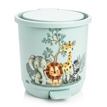 Lixeira Infantil Bichinhos Verde 6,5 Litros Cesto Com Pedal E Balde Removível Lixeira Infantil Bichinhos Verde 6,5 Litros Cesto Com Pedal E Balde Removível