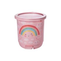 Lixeira Infantil Decorada Ursinho Para quarto de Bebê 6,5 Litros PlasUtil Azul e Rosa