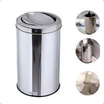 Lixeira Inox 12 Litros Basculante Flip Top Powermaid Para Cozinha e Banheiro