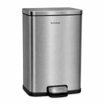 Lixeira Inox 12 Litros Com Pedal e Cesto Cozinha Banheiro Brinovar