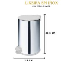 Lixeira Inox 12 Litros e cesto removível Cozinha Escritório Facil Limpeza