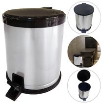 Lixeira Inox 12 Litros Pedal Cesto De Lixo com Tampa Preta Banheiro Escritório Sala Cozinha Viel Lixeira Inox 12 Litros Pedal Cesto De Lixo com Tampa Preta Banheiro Escritório Sala Cozinha Viel