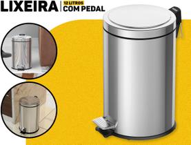 Lixeira Inox 12L Acabamento Polido C/ Pedal Tramontina Balde Interno Removível Banheiro Cozinha Lavanderia E Escritório