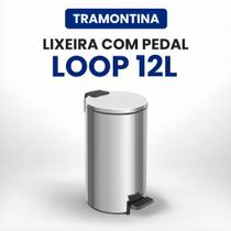 Lixeira Inox 12l Com Pedal Loop Tramontina Cor Prata Polido Prateado