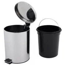 Lixeira Inox 12l Luxo Com Tampa E Pedal Cesto Grande Para Cozinha, Banheiro E Escritório