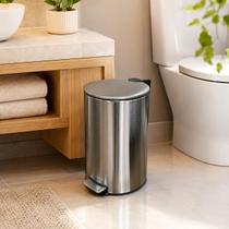 Lixeira Inox 12Litros Slim Redonda com Pedal cozinha banheiro escritório Lixeira Inox 12Litros Slim Redonda com Pedal cozinha banheiro escritório
