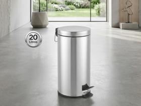 Lixeira Inox 20L com Pedal e Cesto Interno para Cozinha e Área Comum