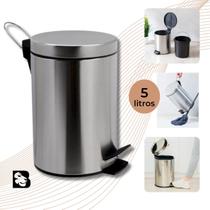 Lixeira Inox 3 ou 5L Com Cesto Removível De Lixo de Aço Com Pedal Banheiro Cozinha Escritório Luxo