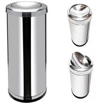 Lixeira Inox 30 Litros Basculante Cesto De Lixo com Tampa Escritório Sala Cozinha Viel