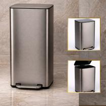 Lixeira Inox 30L Grafite Lixo Pedal Compacta Lixo Anti Odor
