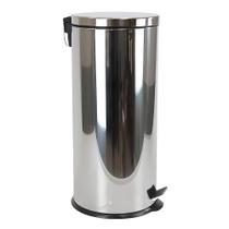 Lixeira Inox 30L Redonda com Pedal Tampa Soft Close Cesto Removível Aço Inoxidável Cozinha Banheiro Escritório