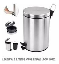 Lixeira Inox 3lts Cozinha Escritorio C/ Pedal Barato