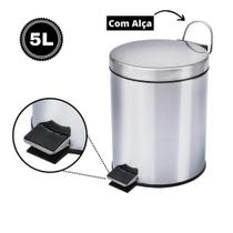 Lixeira Inox 5 Litros Banheiro Cozinha Escritório c/ Pedal Bigsul - 7897022220317