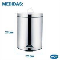 Lixeira Inox 5 Litros Pedal Cesto Balde Interno Removível Aço Inox