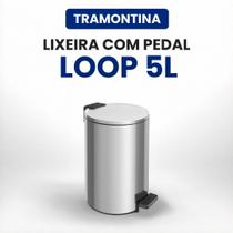 Lixeira Inox 5L Com Pedal Loop Tramontina Acabamento Polido Lixeira Inox 5L Com Pedal Loop Tramontina Acabamento Polido