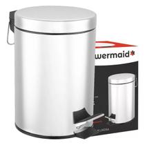 Lixeira Inox 5l Inox Redonda Banheiro Cozinha Escritório C/ Pedal