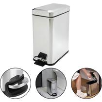 Lixeira Inox 6L com Pedal e Fechamento Suave Globalmix Banheiro e Cozinha