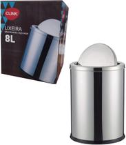 Lixeira Inox 8 Litros Basculante Banheiro Cozinha Escritório - Clink