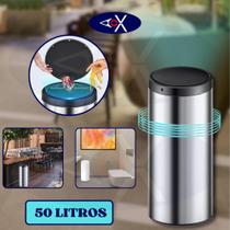 Lixeira Inox Automática Redonda 50 Litros com Sensor de Proximidade Multiuso Grande