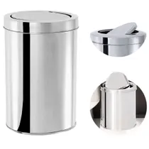 Lixeira Inox Banheiro Cesto Tampa Basculante 3 Litros