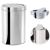 Lixeira Inox Banheiro Cesto Tampa Basculante 3 Litros
