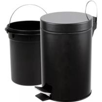 Lixeira Inox Basculante 5 Litros Preta Com Balde Interno E Alça