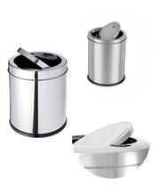 Lixeira Inox Basculante Banheiro Cozinha Pia Escritório