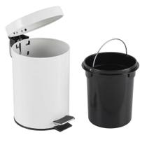 Lixeira Inox Branca 5 Litros Pedal Quarto Banheiro Cozinha