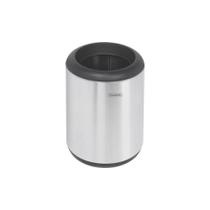 Lixeira Inox Cápsula Com Acabamento Scotch Brite E Aro E Base Em Polipropileno 10 L