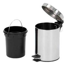 Lixeira Inox Com Pedal E Balde 5 Litros Para Banheiro Cozinha e Escritório