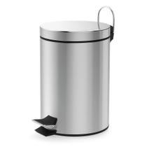 Lixeira Inox com Pedal e Tampa 5L Com Balde Interno e Alça Compacta e Higiênica