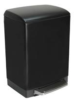 Lixeira inox com pedal retangular Slim Black Matte 6 litros