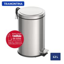Lixeira Inox com Pedal Tramontina Brasil com Acabamento Polido e Balde Interno Removível 12 L