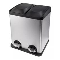Lixeira Inox Dupla 30L com Pedal Coleta Seletiva lixo cozinha escritório condominio - GH3