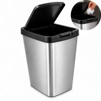 Lixeira Inox Label 8 Litros Tampa Click Cesto Lixo Prata Retangular Multiuso Grande 8L Cozinha Banheiro Escritorio Lixeira Inox Label 8 Litros Tampa Click Cesto Lixo Prata Retangular Multiuso Grande 8L Cozinha Banheiro Escritorio