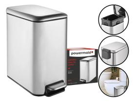 Lixeira Inox Linea Retangular De Pedal 5 Litros Cesto Lixo