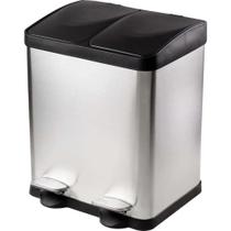 Lixeira Inox Lixo Cozinha 30 Litros Dupla Abertura Grande 48,5cm - Kala