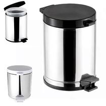 Lixeira Inox P/ Banheiro e Cozinha C/ Pedal e Recepiente em Plástico Tampa de Plástico 4,5L Lixeira Inox P/ Banheiro e Cozinha C/ Pedal e Recepiente em Plástico Tampa de Plástico 4,5L