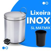 Lixeira Inox para Banheiro Cozinha Pedal Emborrachado 5 Litros