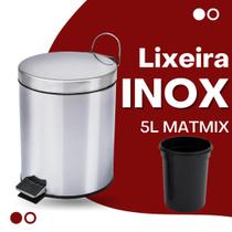Lixeira Inox para Banheiro Cozinha Pedal Emborrachado 5 Litros