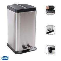 Lixeira Inox Para Cozinha Banheiro Com Pedal Quadrada 20 Litros Mor Jaspe