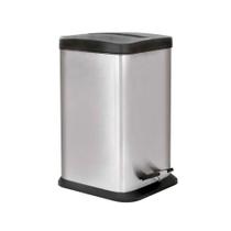 Lixeira Inox Pedal Quadrada Mor Jaspe 12L Balde Removivel