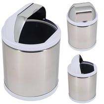 Lixeira Inox Pia Banheiro Cesto de Lixo 2,5 litros Cozinha Branco com Tampa Viel