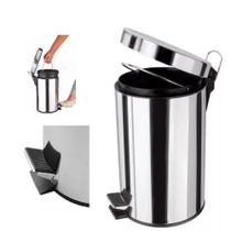 Lixeira inox redonda 5 litros casa banheiro pedal vintage 5l cesto removivel aco prateado luxo Lixeira inox redonda 5 litros casa banheiro pedal vintage 5l cesto removivel aco prateado luxo