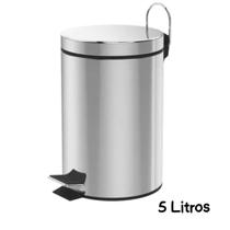 Lixeira Inox Redonda com Pedal Multiuso Banheiro - 5 Litros