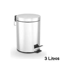 Lixeira Inox Redonda Multiuso 3 Litros Lavabo Escritório