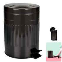 Lixeira Inox Retrô 5l Cesto Lixo Com Pedal Balde Interno Banheiro Cozinha - Mor