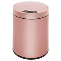 Lixeira inox rose gold 8 litros cesto lixo rosa sensor inteligente cozinha banheiro escritorio - MAKEDA