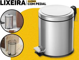 Lixeira Inox Tramontina 3L C/ Pedal Tampa Antiodor Ideal P/ Banheiro, Lavabo E Escritório Design Sofisticado