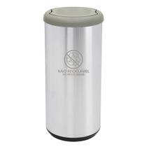 Lixeira Inox Tramontina Cápsula Selecta Plus Basculante com Acabamento Scotch Brite e Tampa Basculante Cinza em Poliprop Lixeira Inox Tramontina Cápsula Selecta Plus Basculante com Acabamento Scotch Brite e Tampa Basculante Cinza em Poliprop